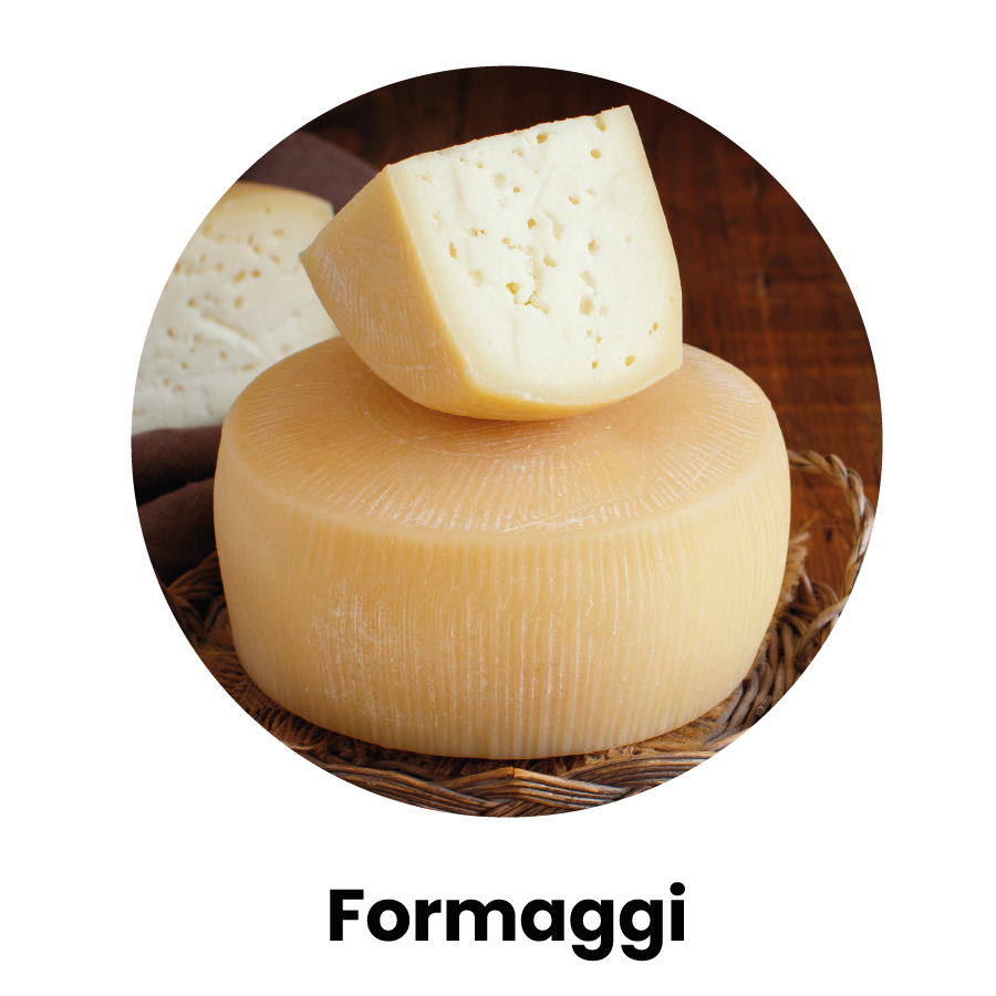 Immagine di un formaggio con la scritta "Formaggi"